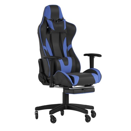 Flash Furniture Blue LeatherSoft Gaming Chair with Roller Wheels CH-187230-BL-RLB-GG